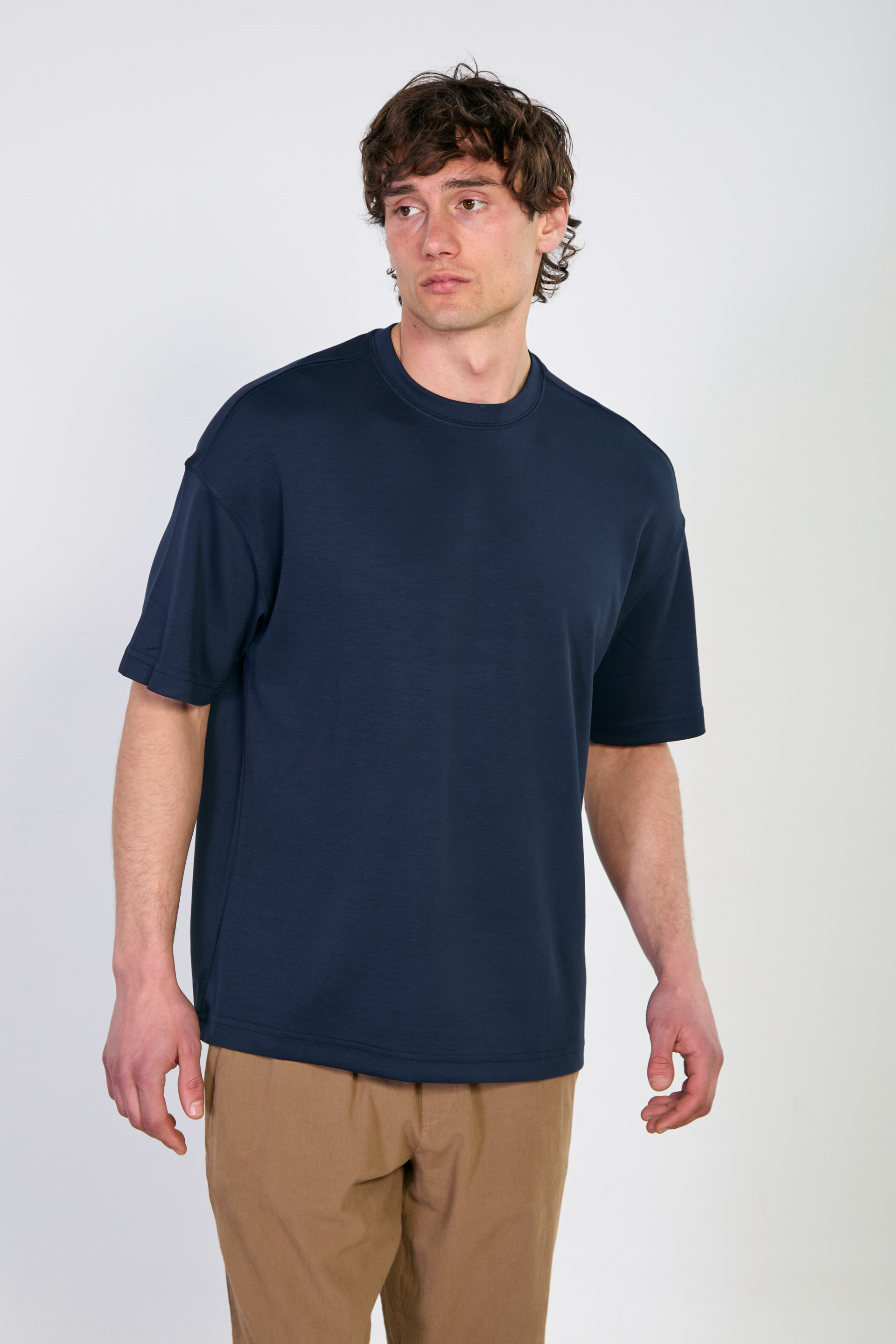 Erkek Oversize Basic T-Shirt - Lacivert
