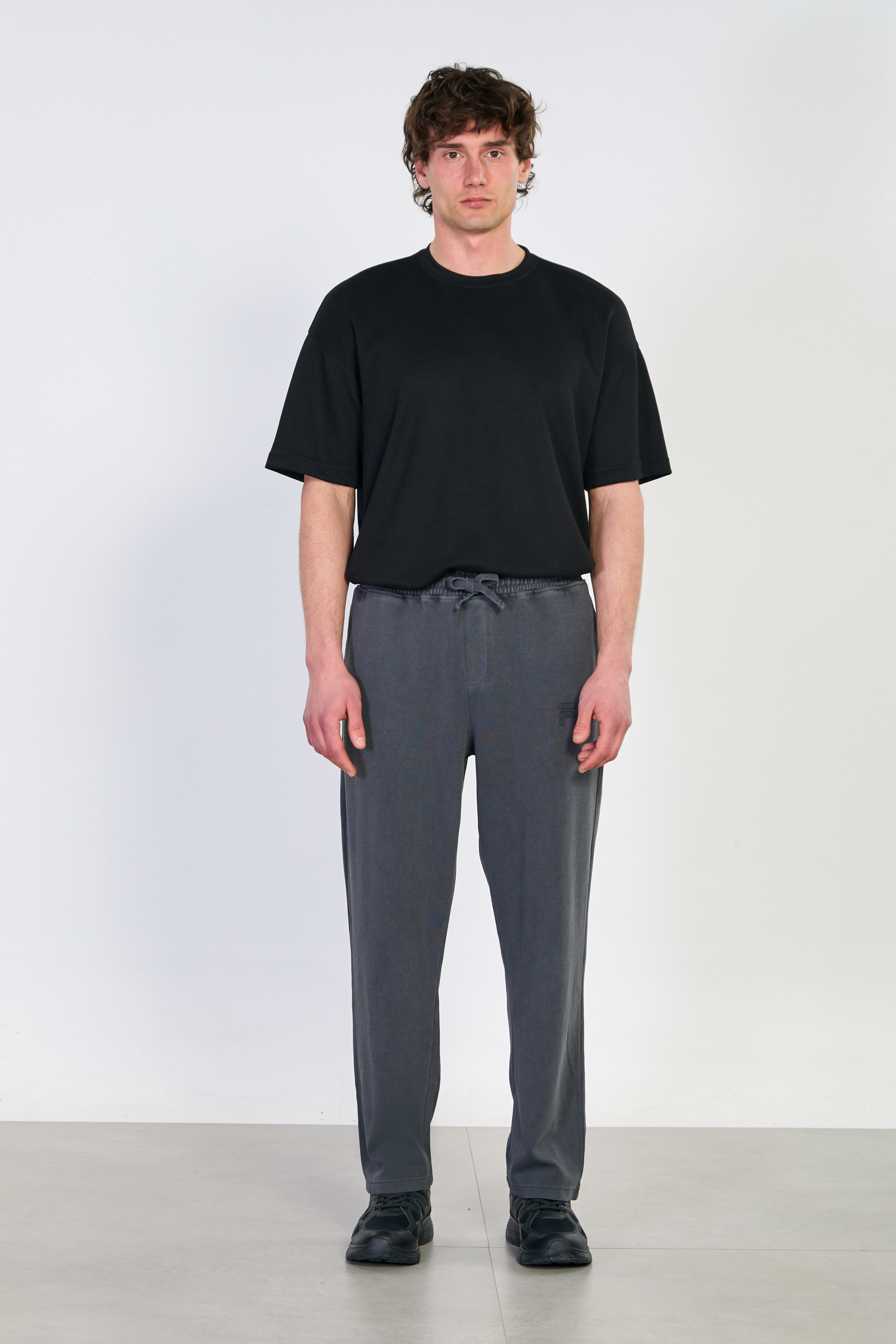 Erkek Beli Bağlamalı Salaş Eşofman Altı - Siyah