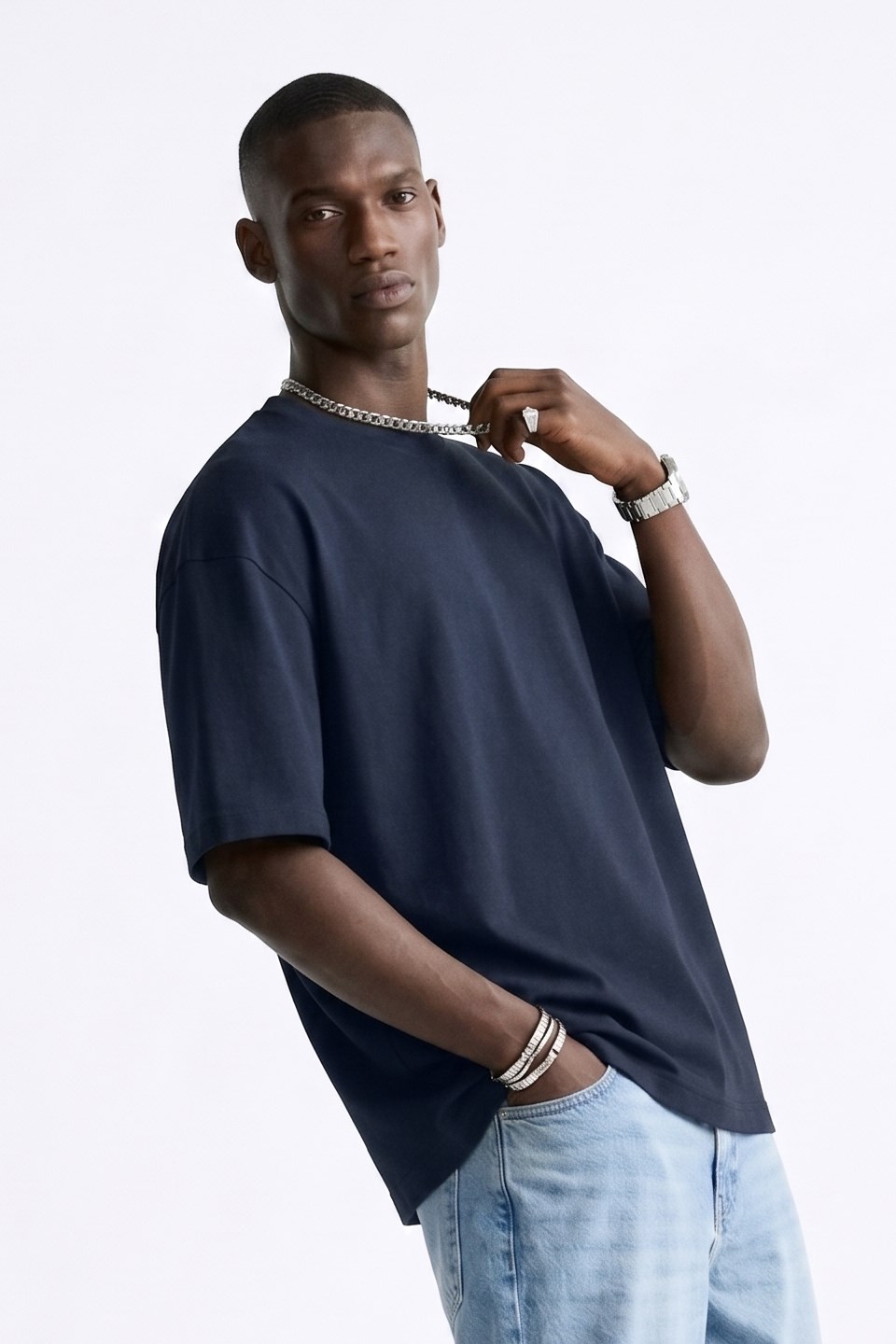 Erkek Bisiklet Yaka Regular Fit T-Shirt - Lacivert