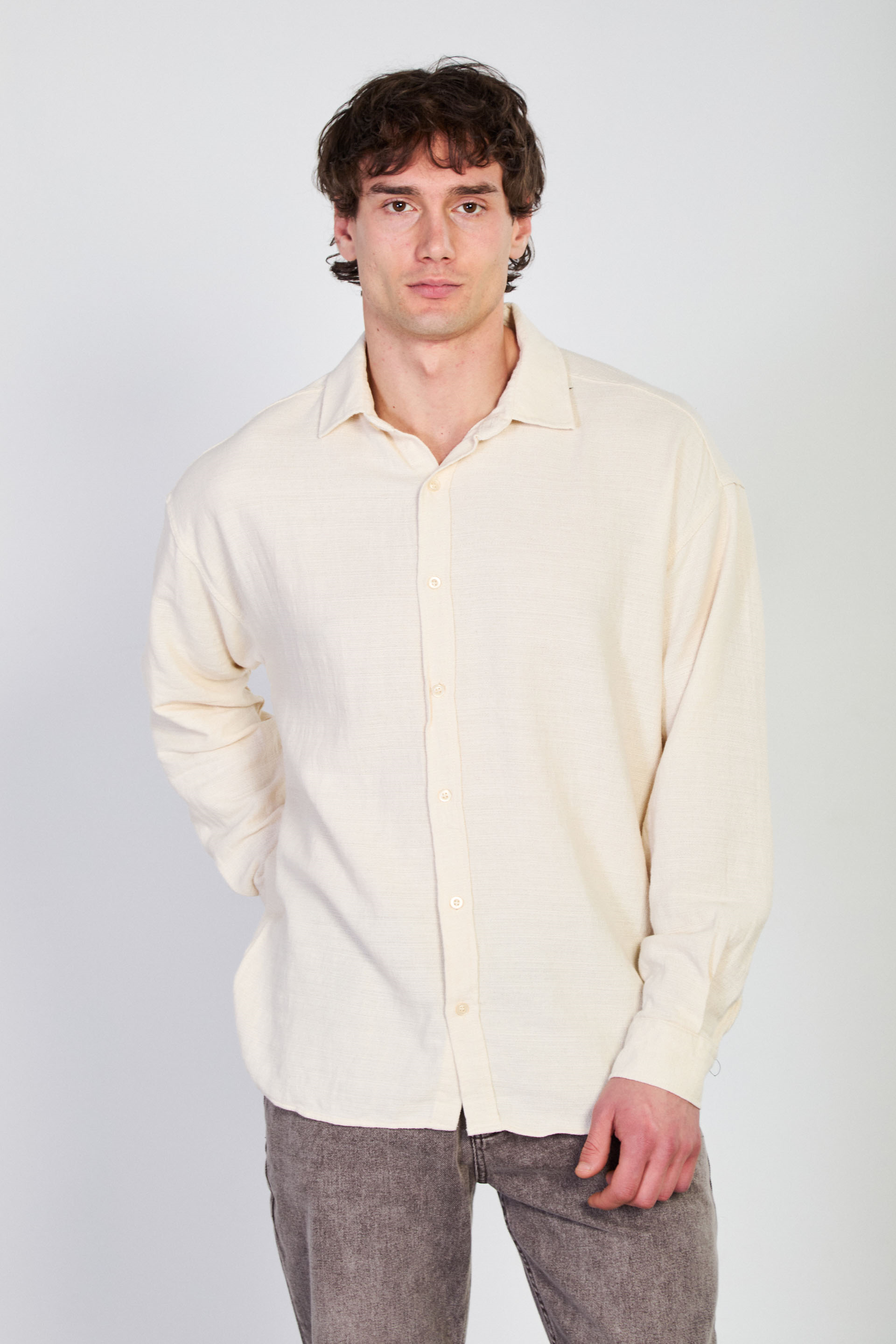 Erkek Flamlı Gömlek - Natural