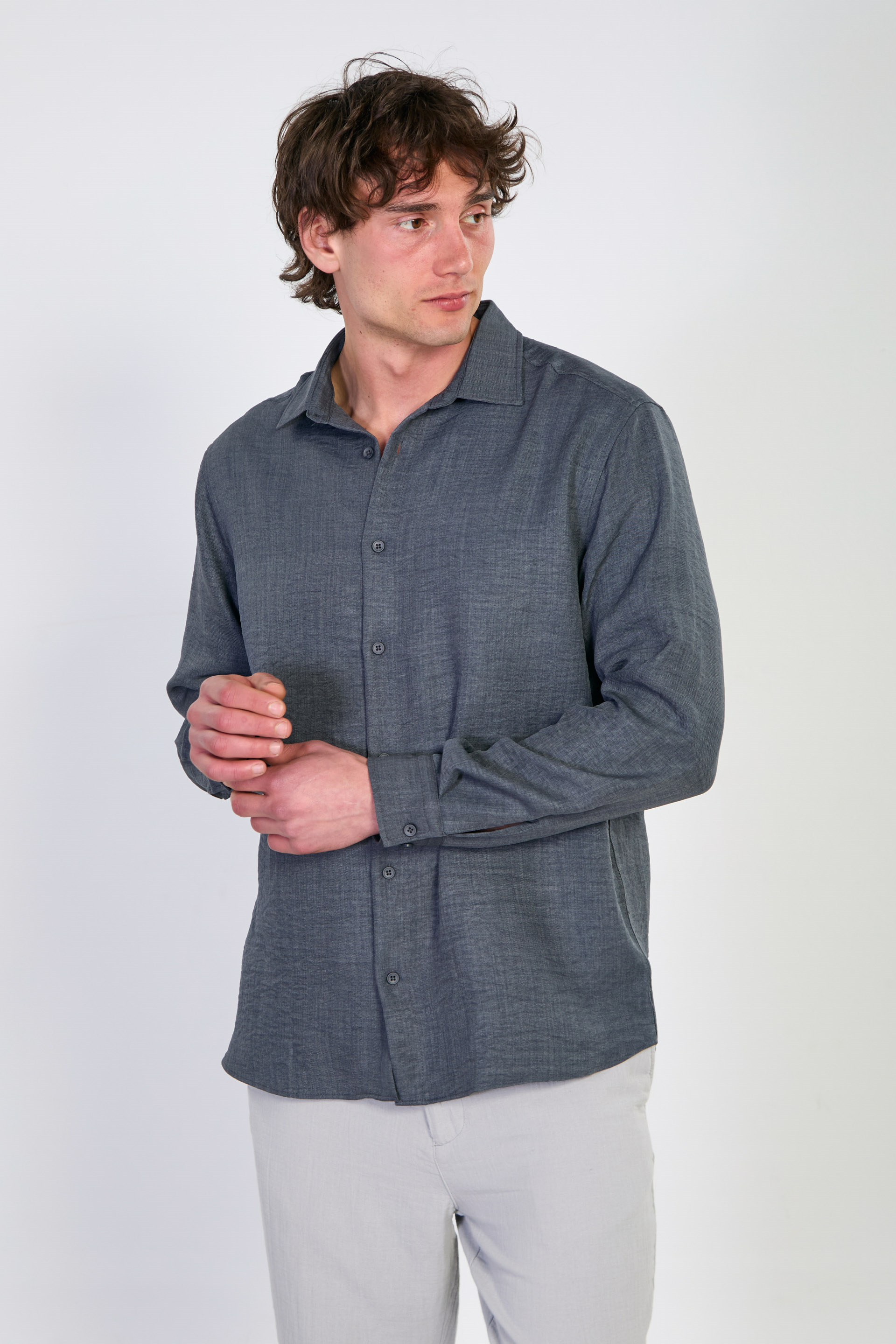 Erkek Uzun Kollu Gömlek - Antrasit