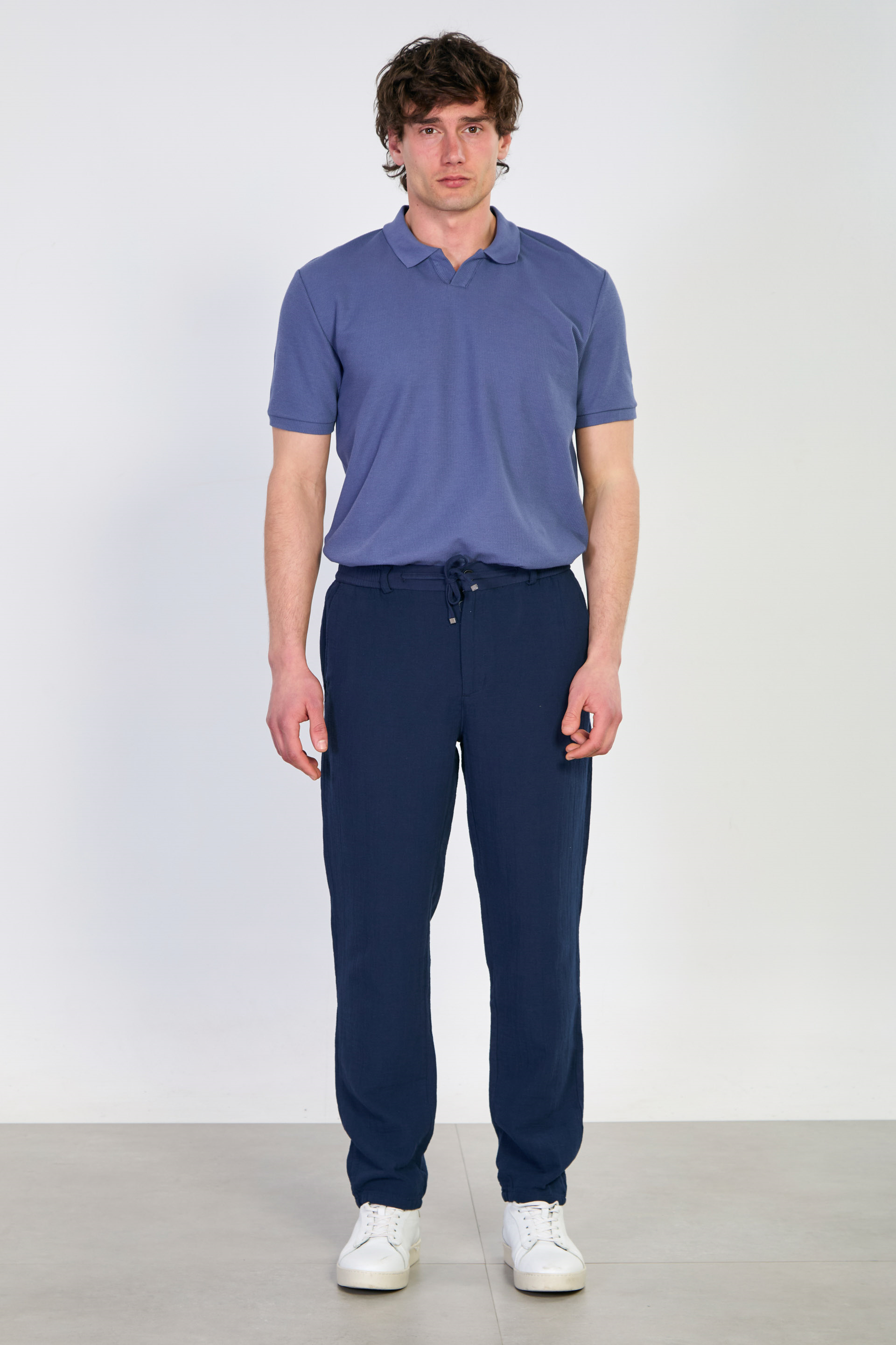 Erkek Müslin Jogger Pantolon - Lacivert