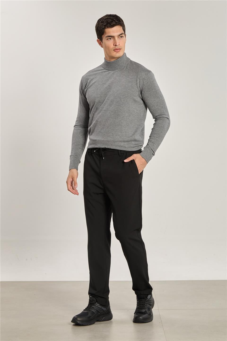 Erkek World Beli Lastikli Pantolon - Siyah