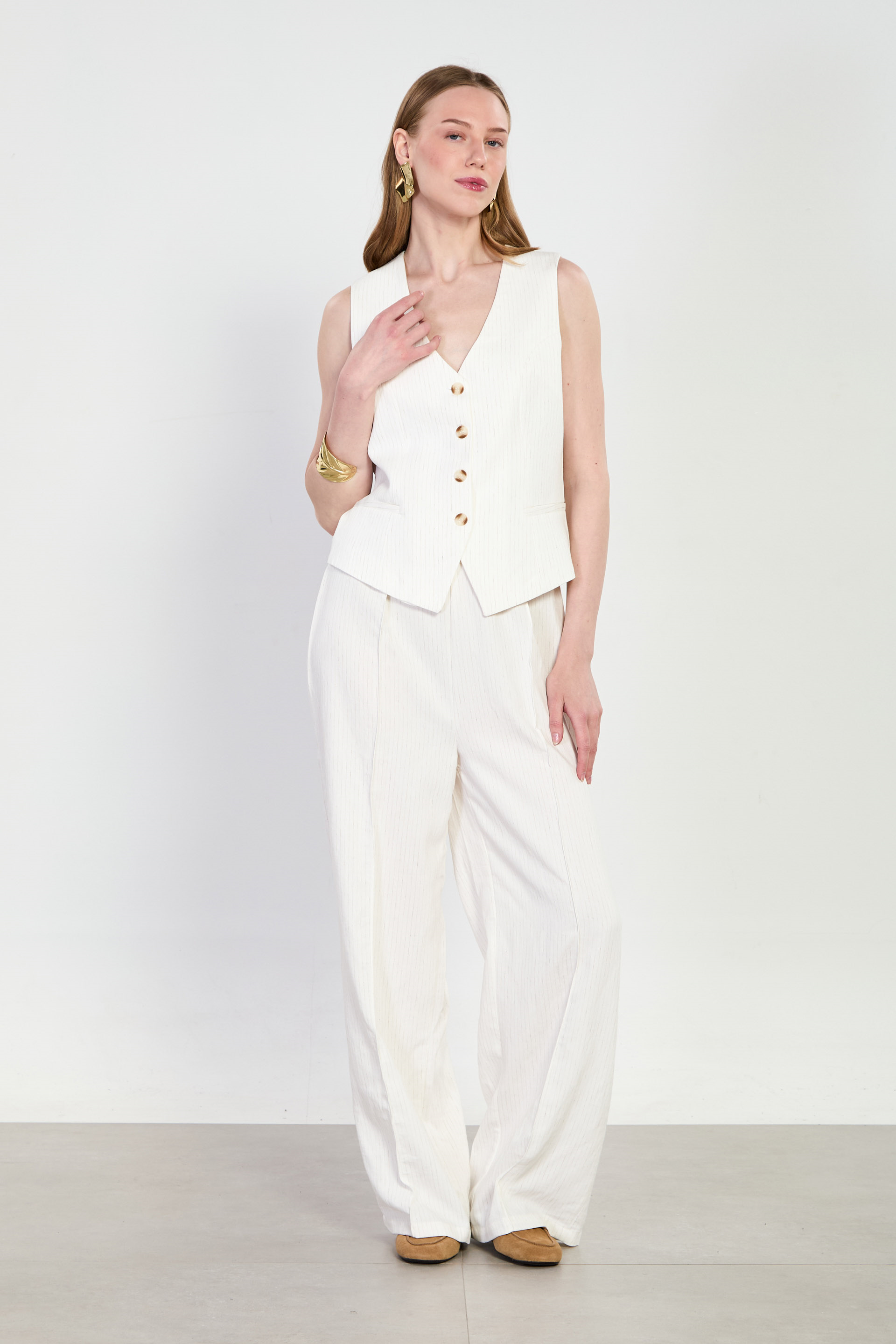 Kadın Yelek İkili Takım - Beyaz