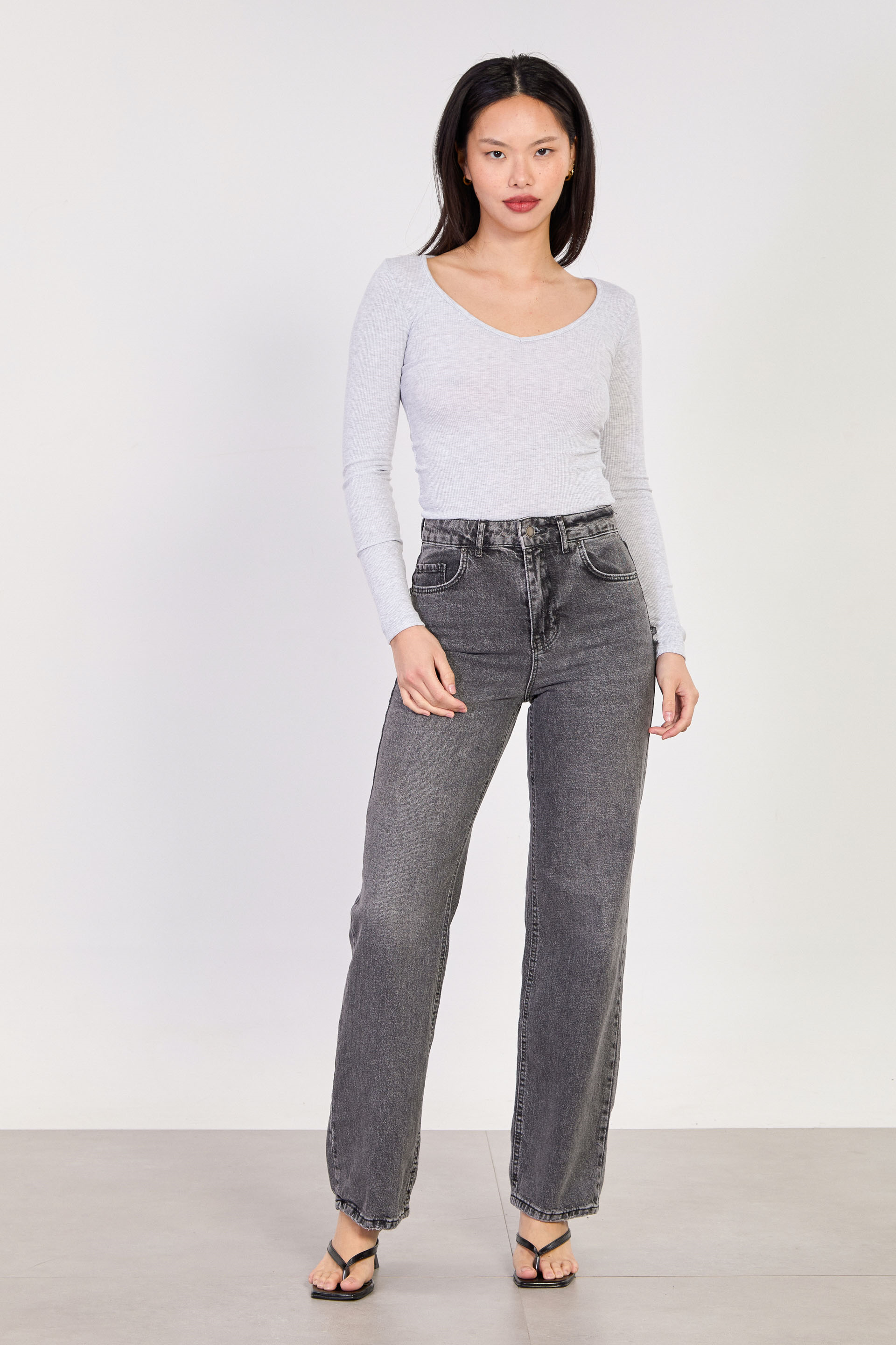 Kadın J92 Yüksek Bel Straight Jean Pantolon - Açık Gri