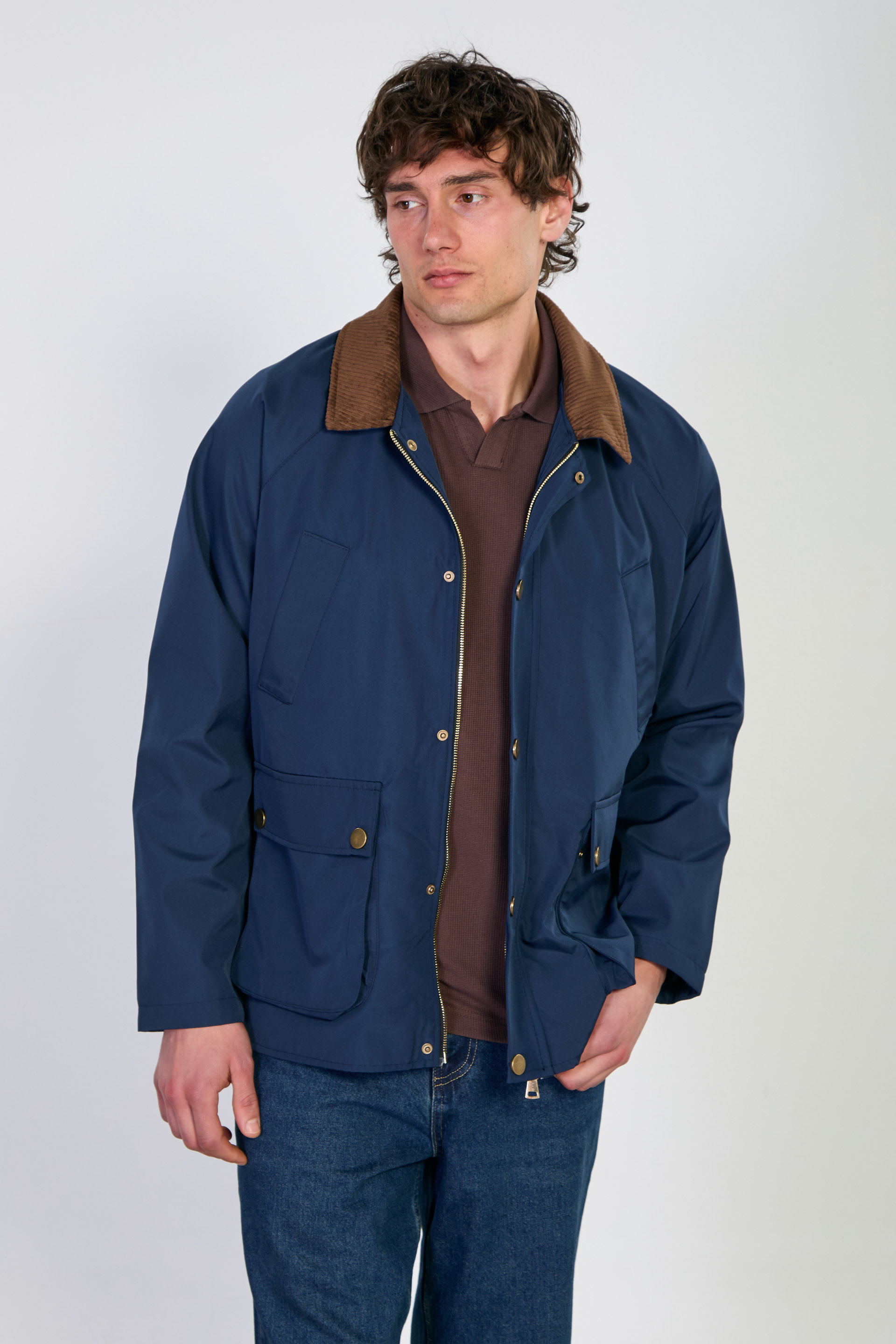 Erkek KAdife Gömlek Yaka Düğmeli Ceket - Lacivert