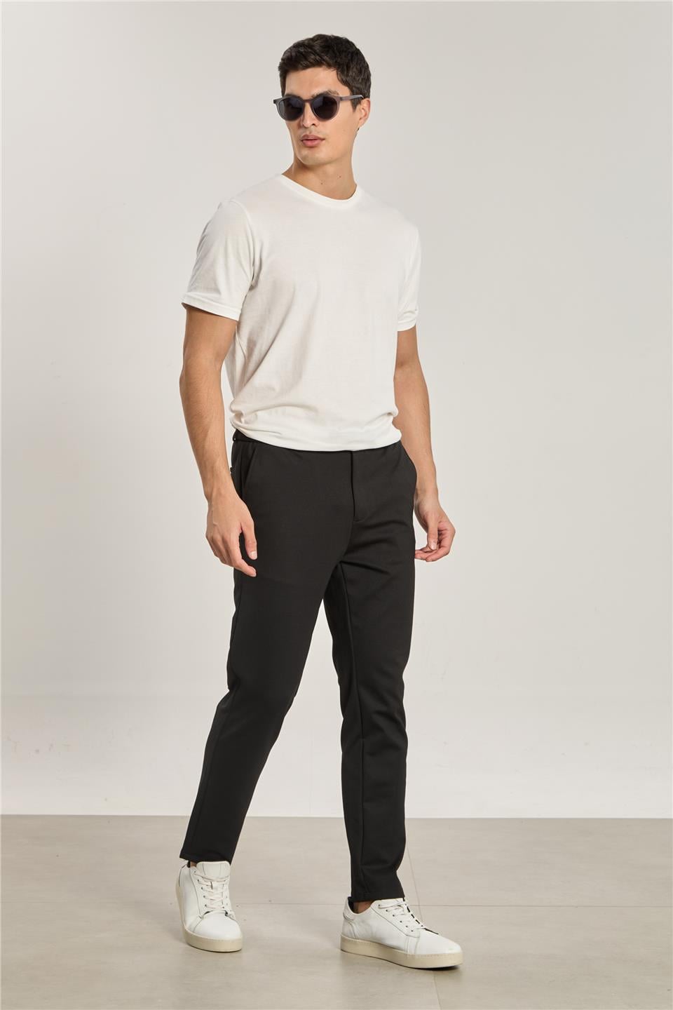 Erkek Beli Lastikli Pantolon - Siyah