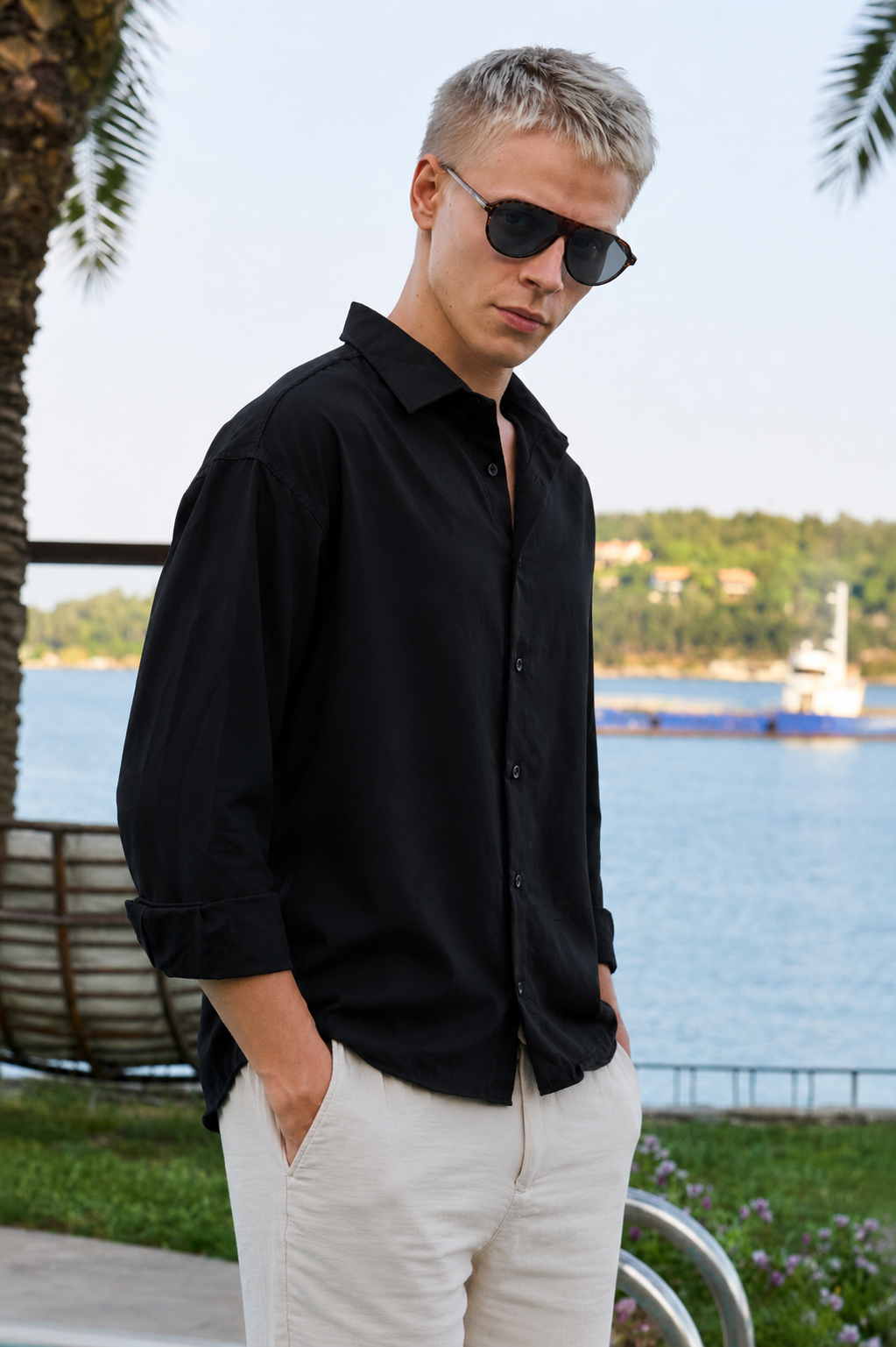 Erkek Regular Fit Uzun Kollu Bonita Gömlek - Siyah