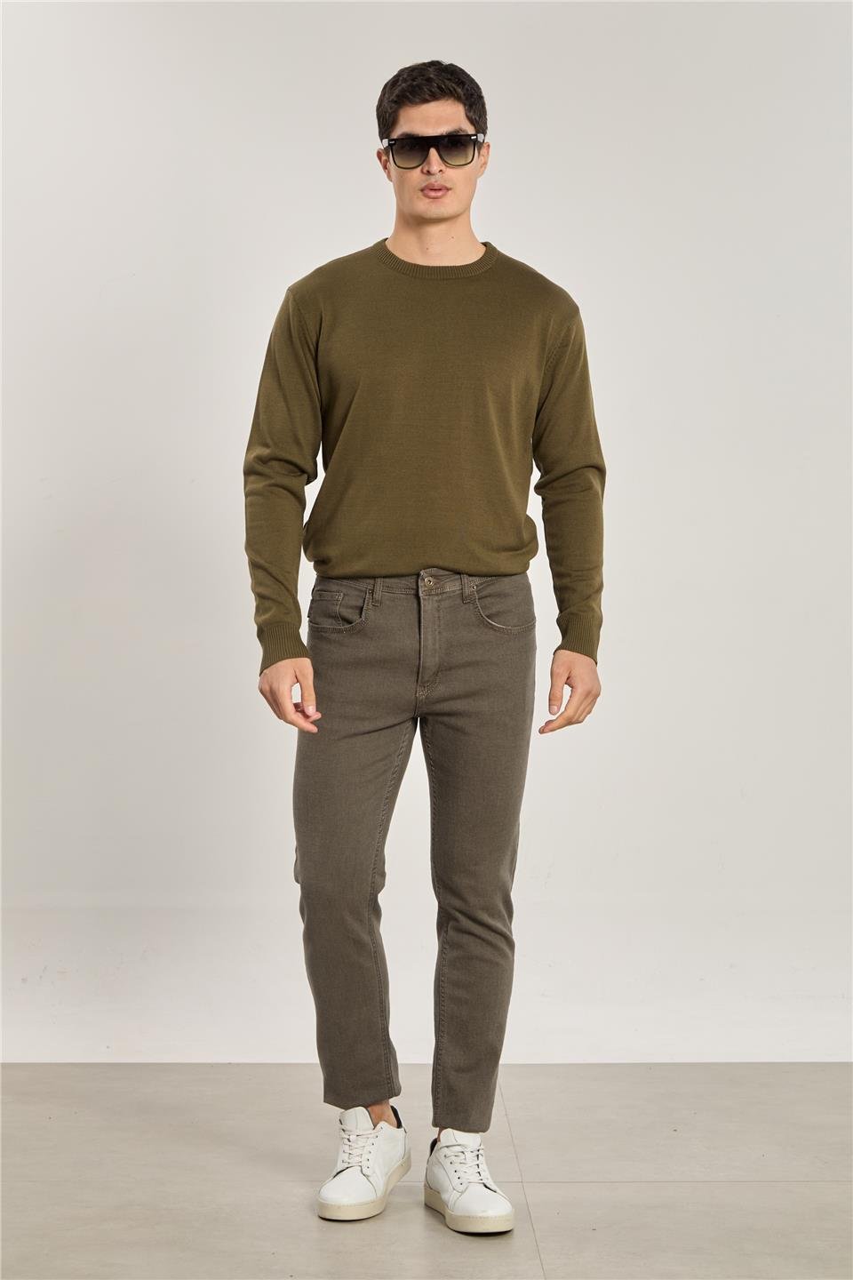 Erkek Regular Fit Jean Pantolon Bolero - Vizon