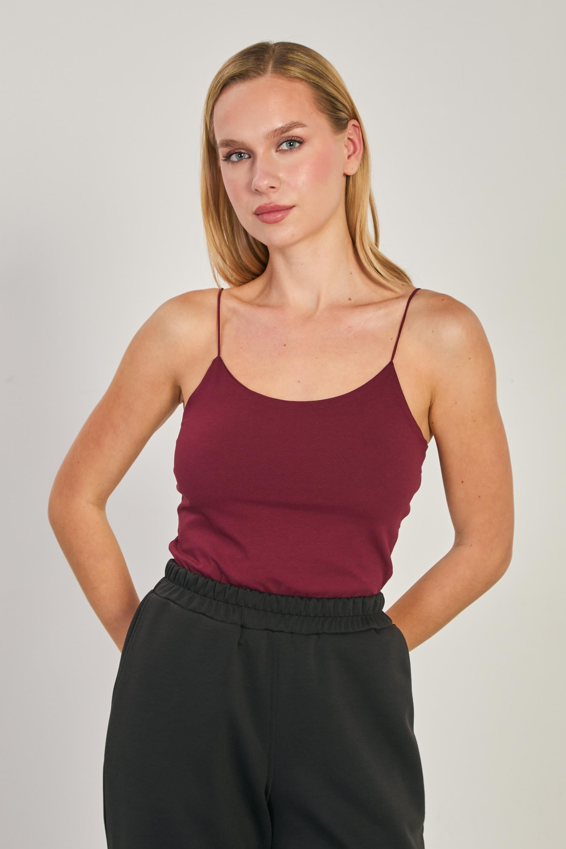 Kadın İp Askılı Atlet - Vişne