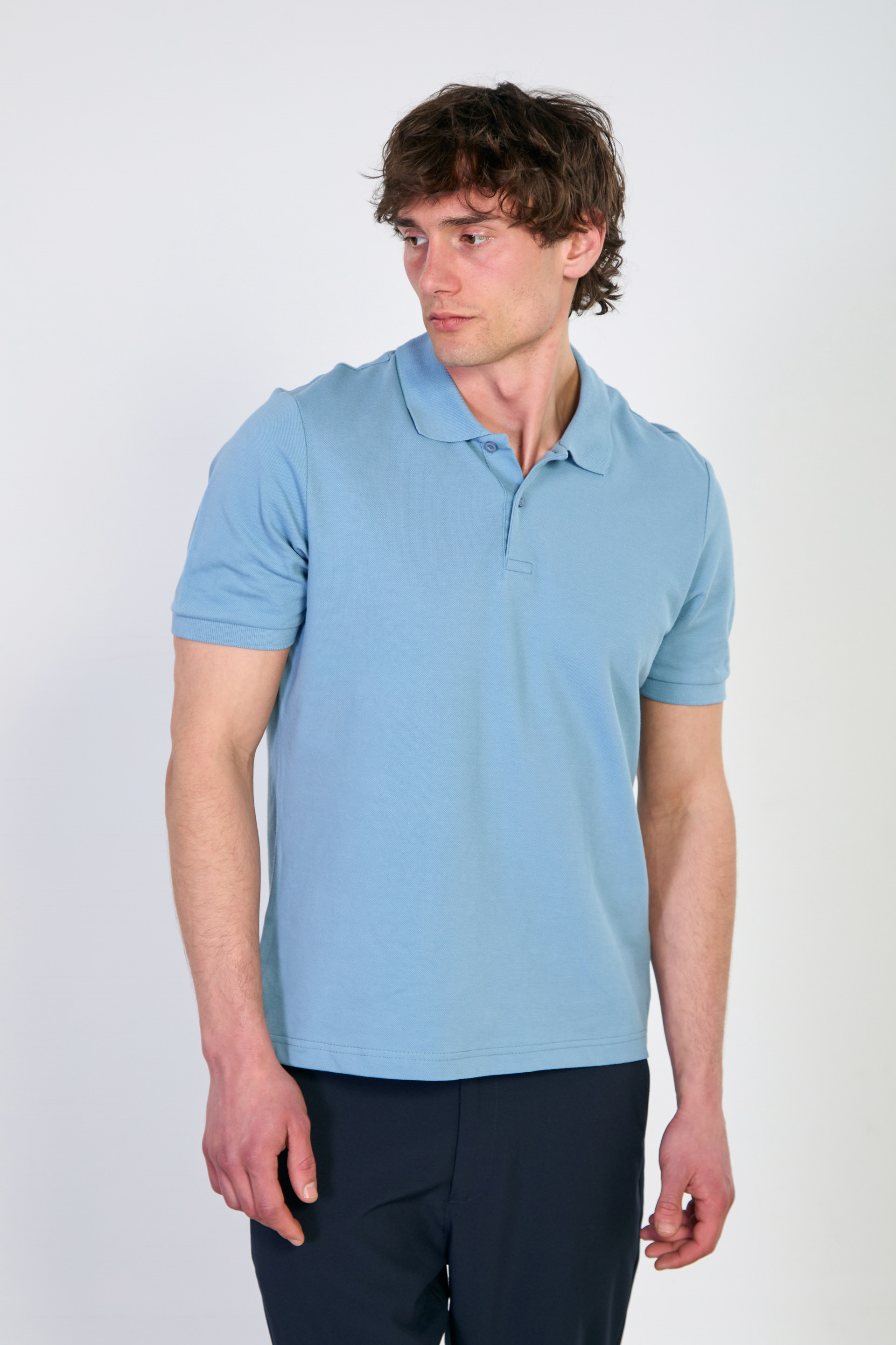 Erkek Polo Yaka Pike T-Shirt - Mavi