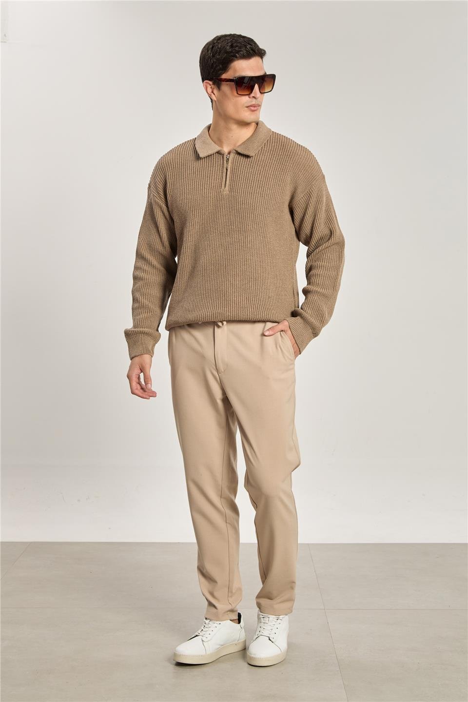 Erkek World Beli Lastikli Pantolon - Bej