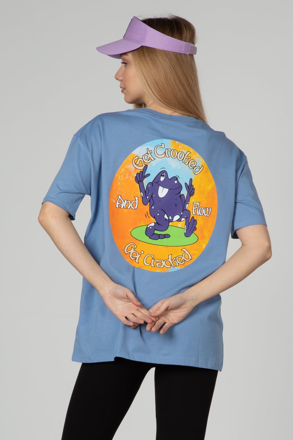 Arka ve ön baskılı t-shirt-81337 Mavi
