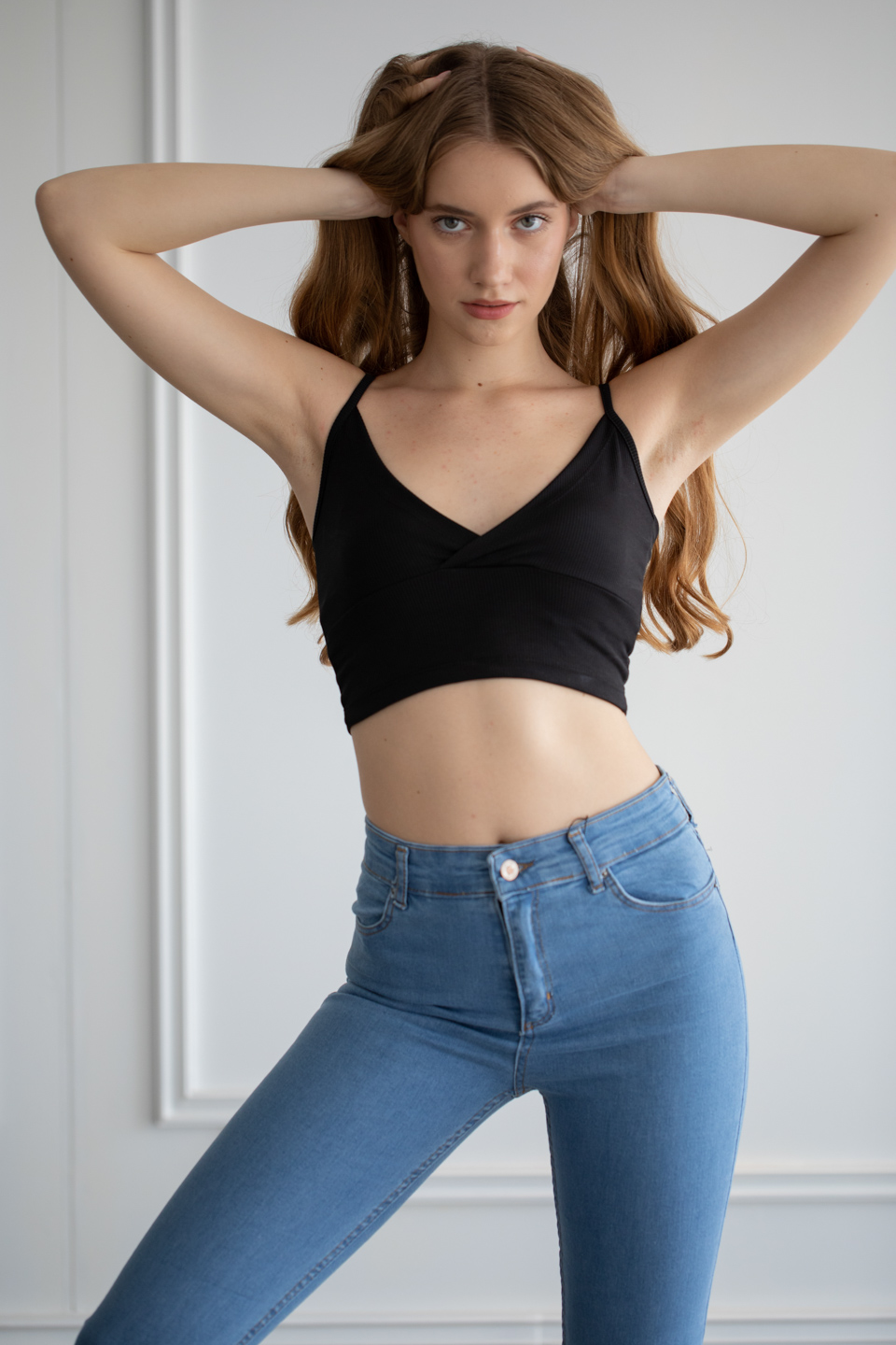 Askılı kruvaze yaka crop-6390 Siyah