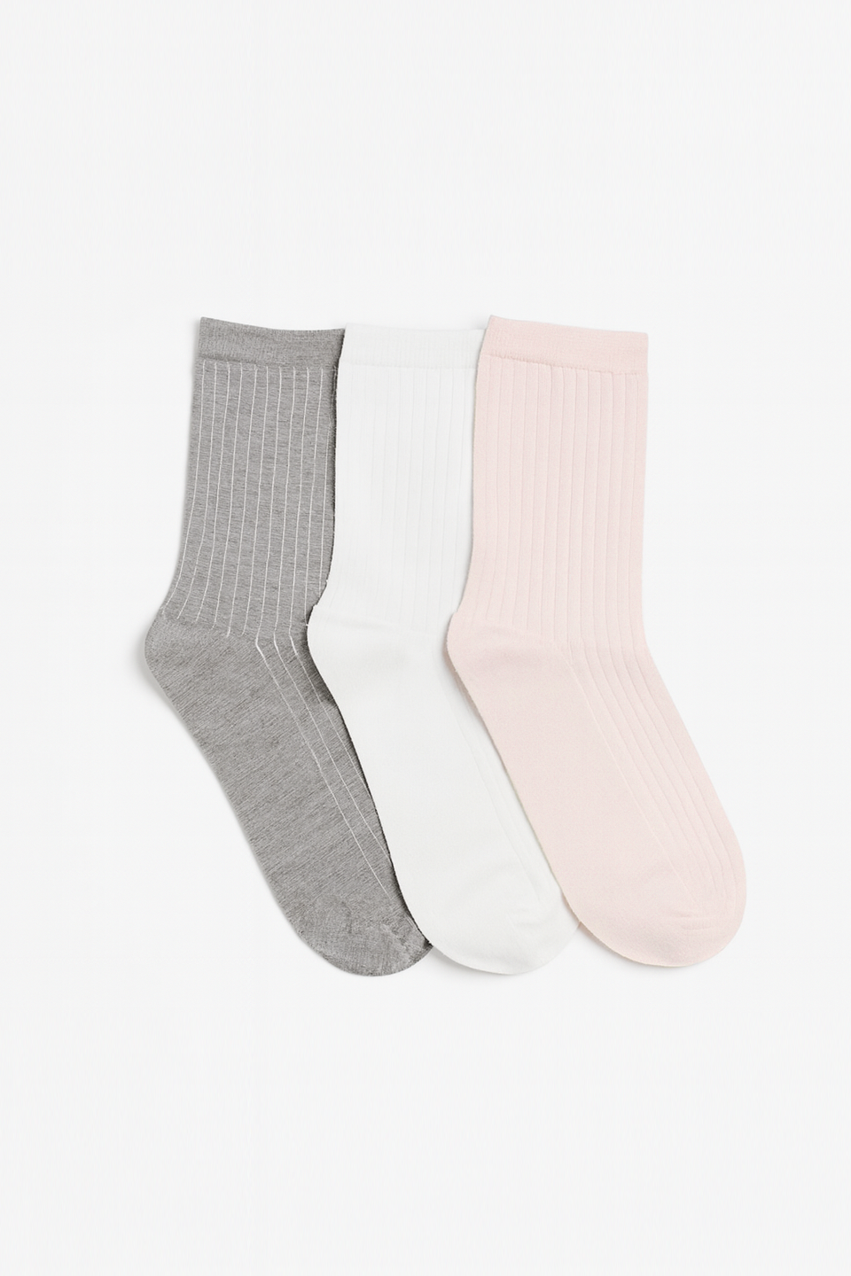 Kadın 3'lü Komet Soket Çorap - Gri/Pudra/Ekru