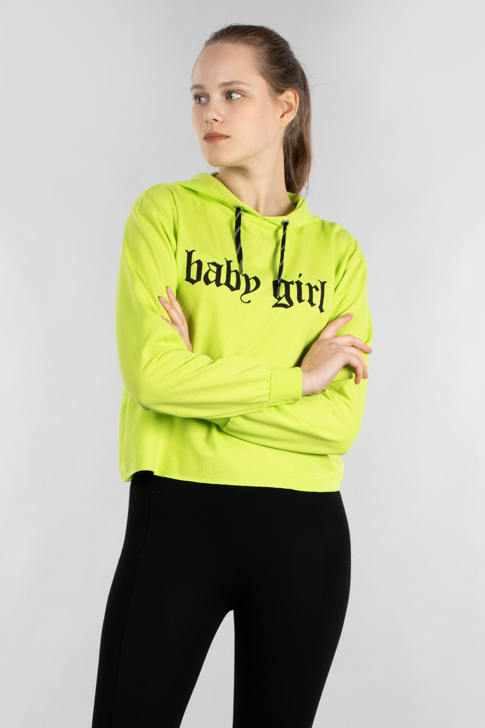 Baby girl kapüşonlu sweatshirt-21510 N.Yeşil