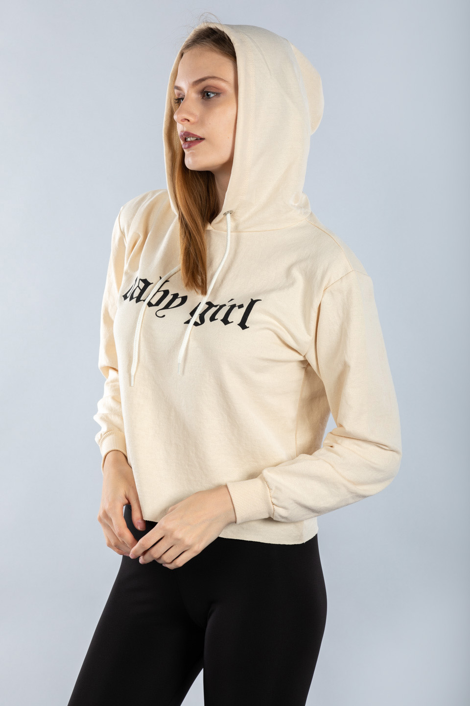 Baby girl kapüşonlu sweatshirt-21510 Taş