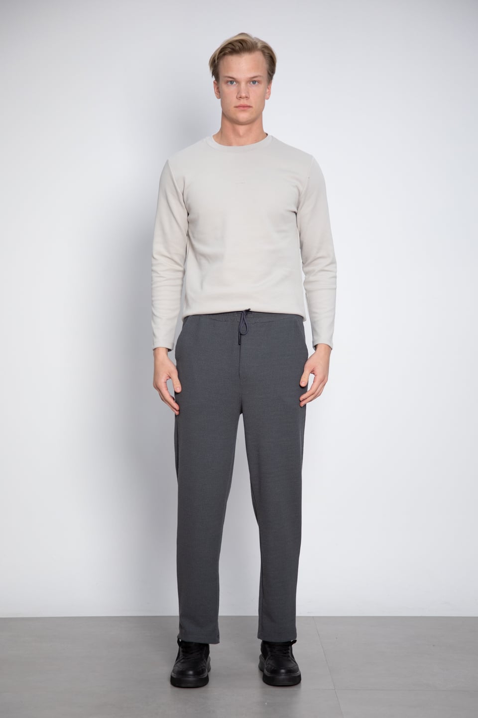 Baggy bilek boy pantolon-1063 Antrasit