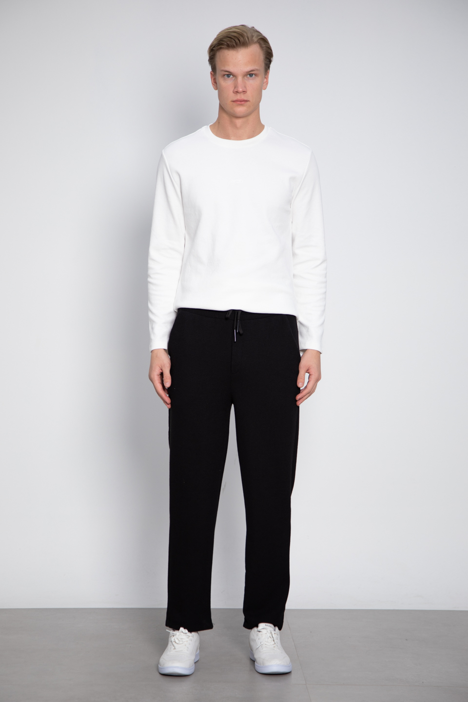 Baggy bilek boy pantolon-1063 Siyah