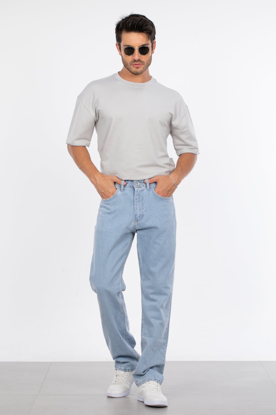 Baggy pantolon-1593 Mavi