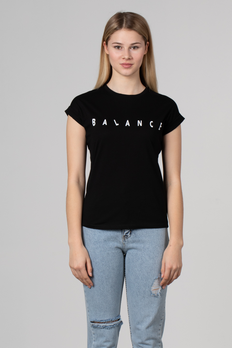 Balance baskılı t-shirt-2356 Siyah