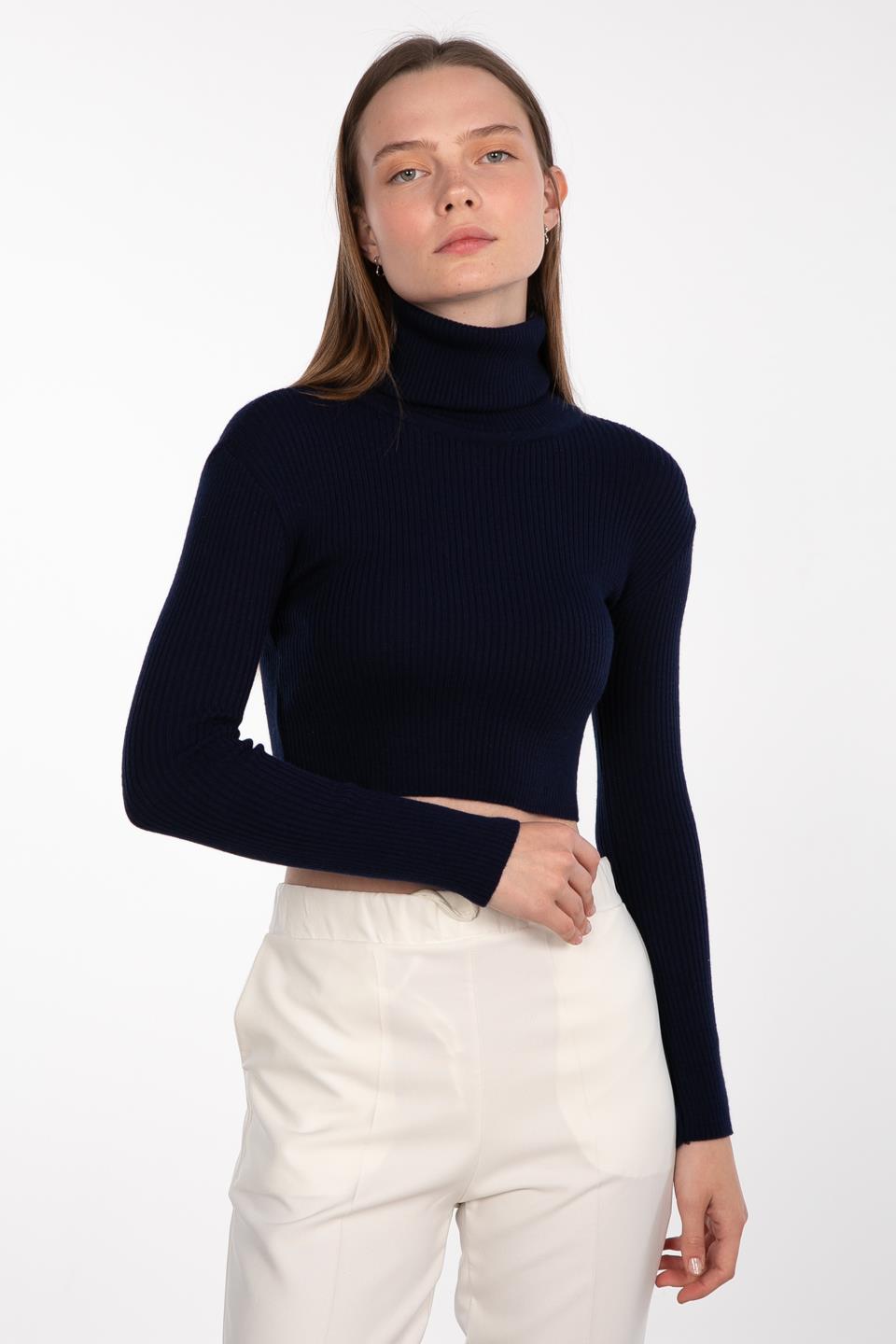 Balıkçı yaka triko body-4008 Lacivert