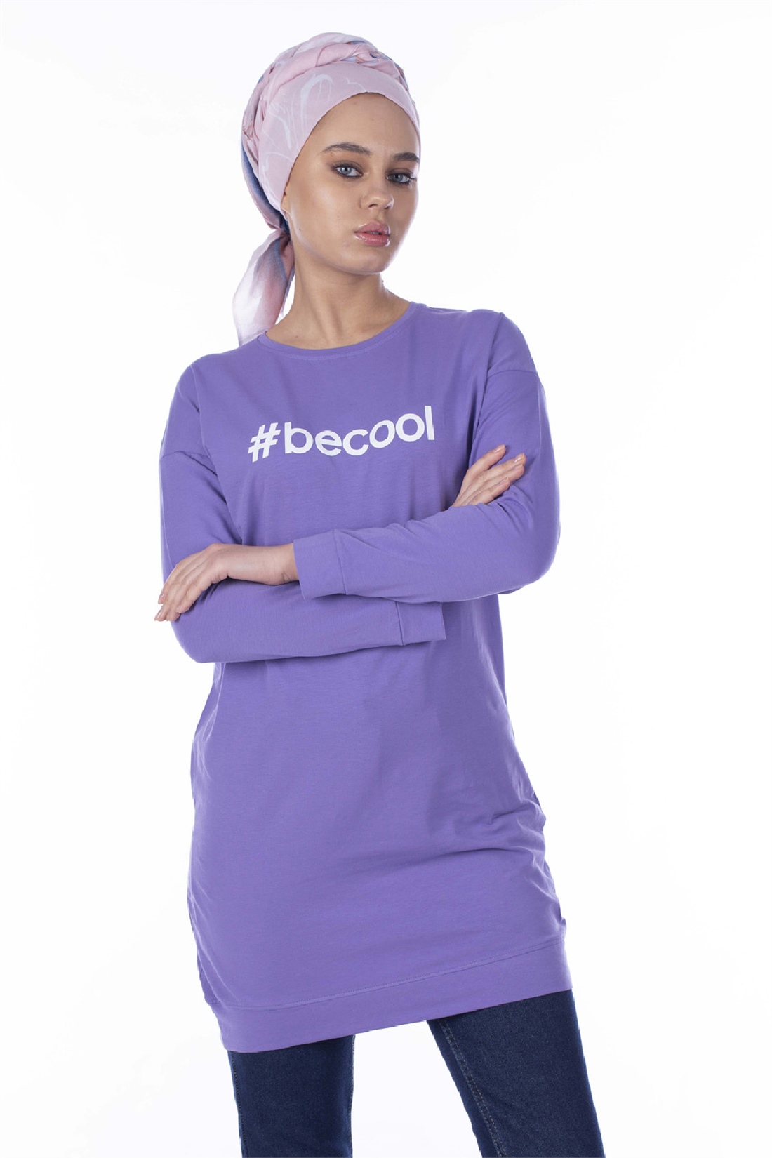 Basic Becool Baskılı Tunik-Violet