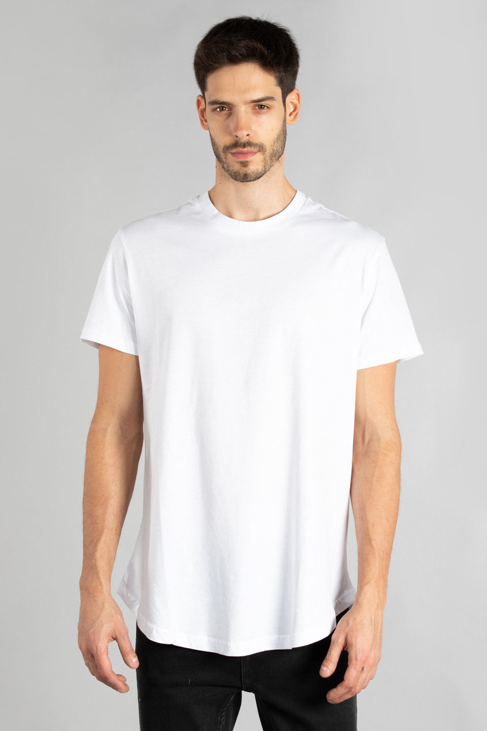 Basıc bisiklet yaka t-shırt-1002 Beyaz