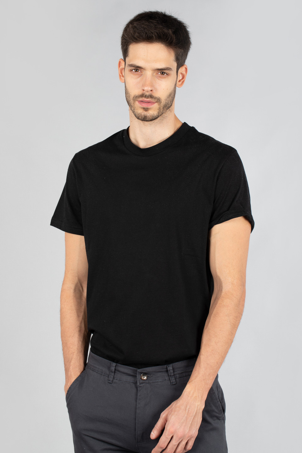 Basic Bisiklet Yaka T-Shirt - Siyah