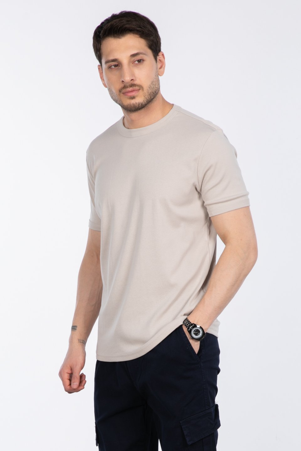 Basic t-shirt-2143-1 Taş