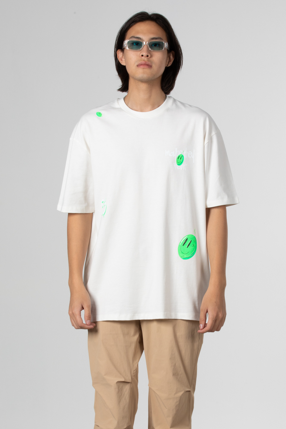 Baskılı t-shirt-21-7003 Ekru