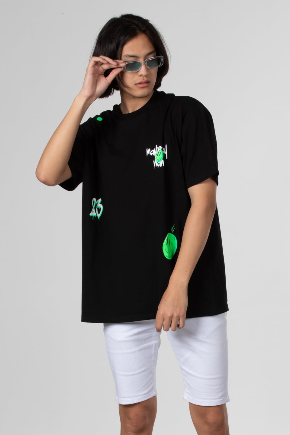 Baskılı t-shirt-21-7003 Siyah