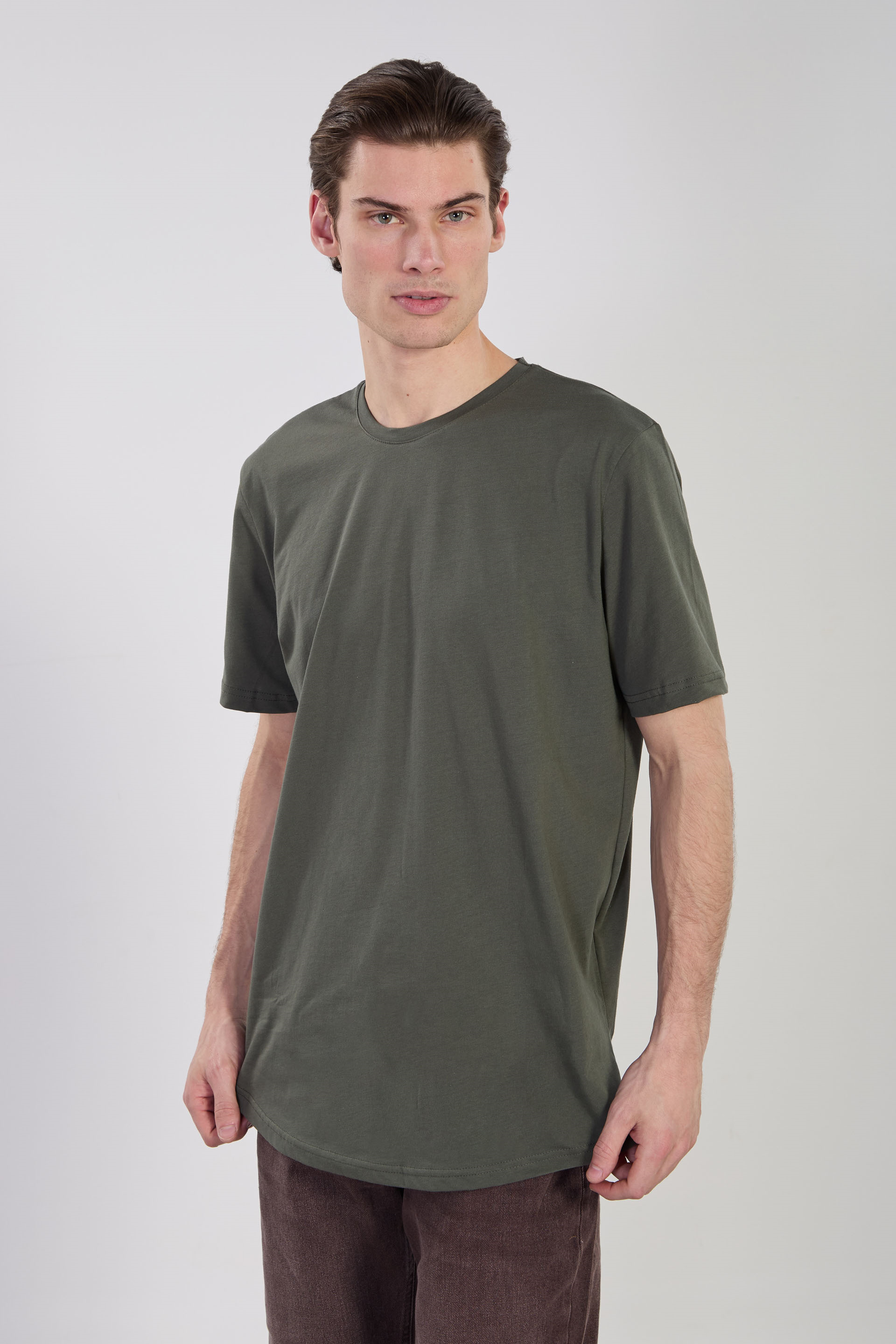 Erkek Oval Kesim T-Shirt - Haki