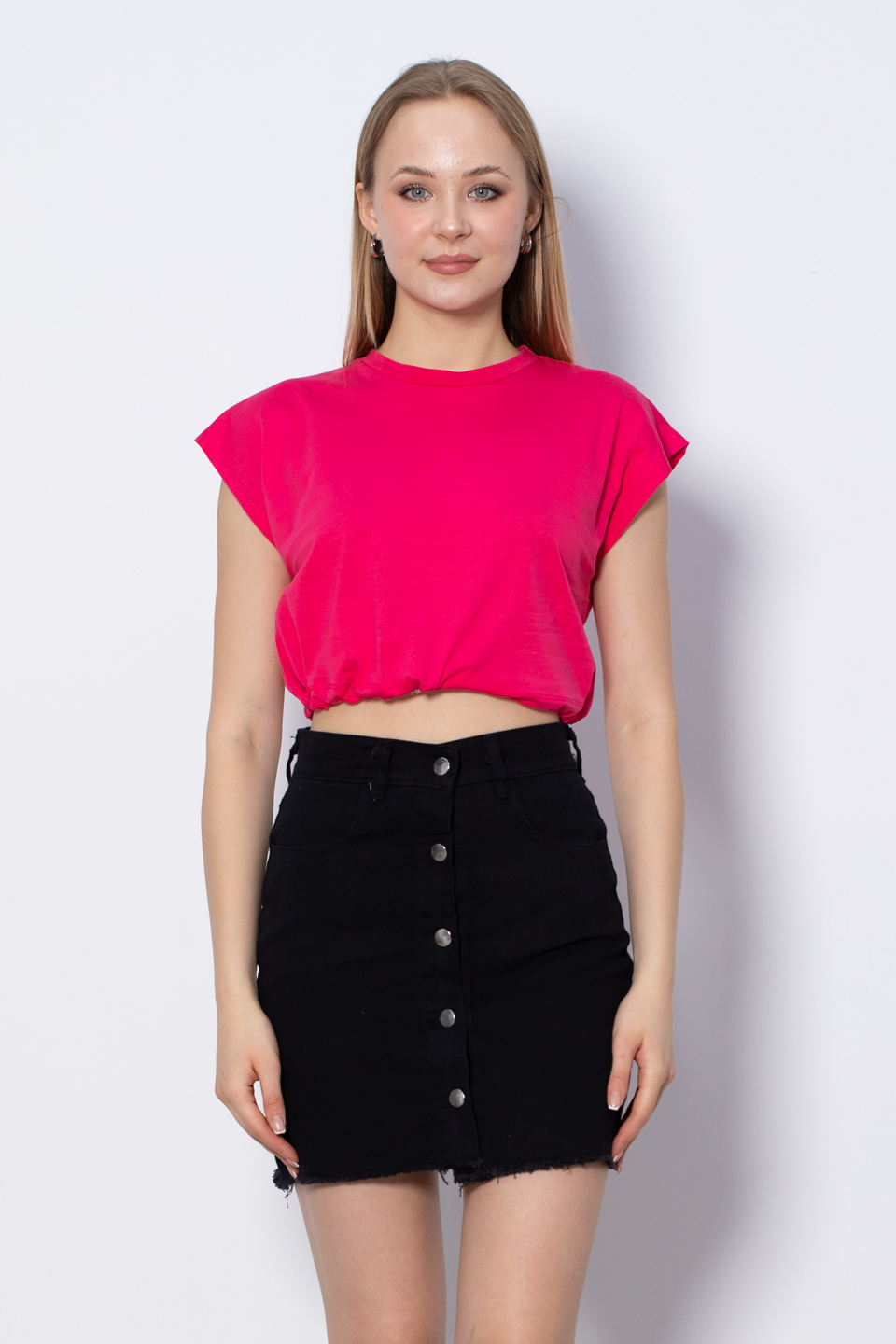 Beli lastikli crop-5587 Fuşya