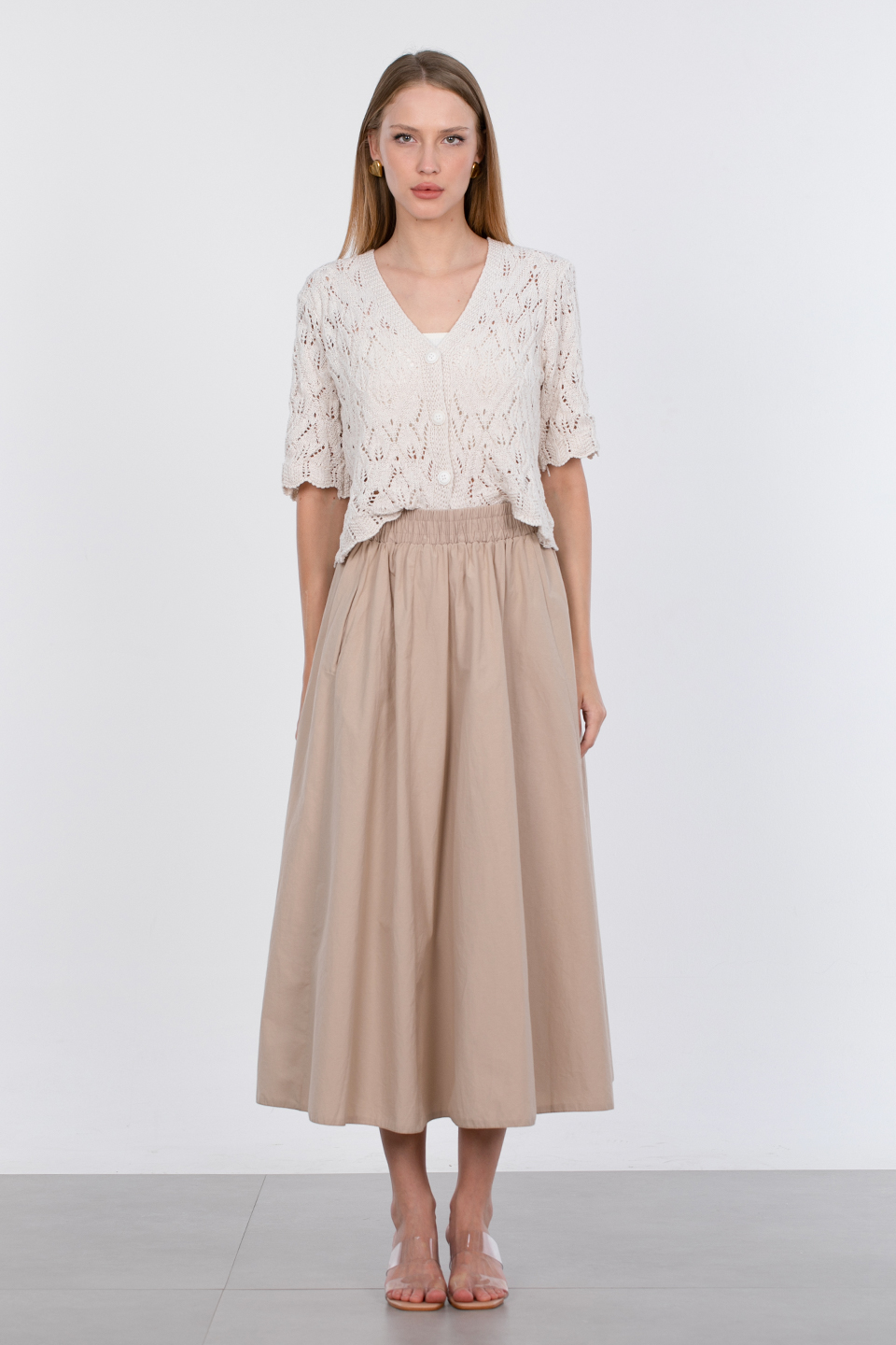 Beli lastikli etek-3950 Taş