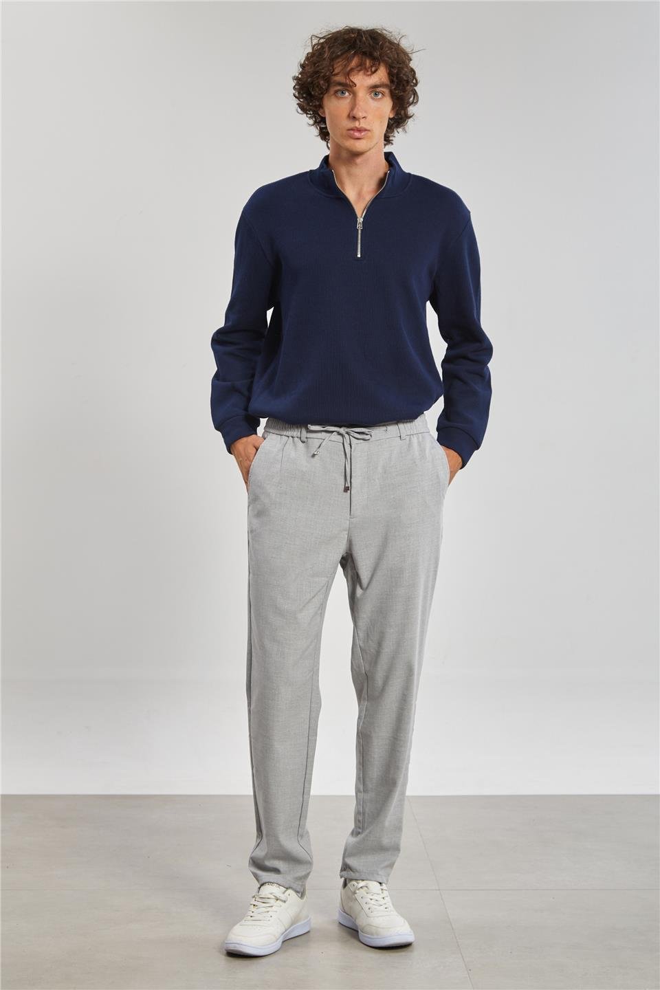 Beli Lastikli Jogger Erkek Pantolon - Gri