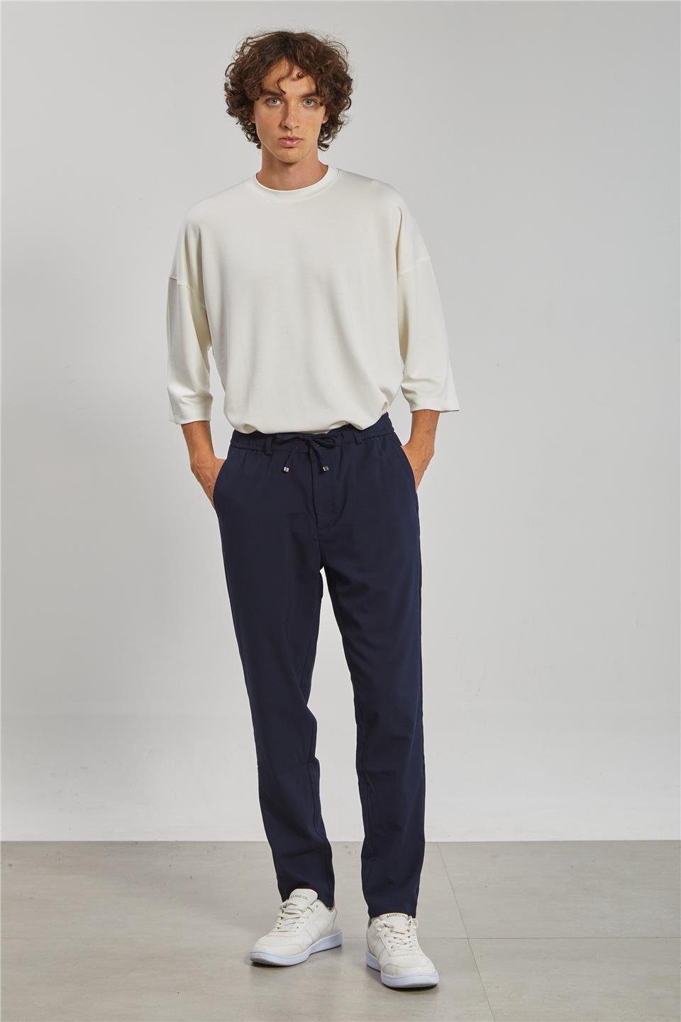 Beli Lastikli Jogger Erkek Pantolon - Lacivert