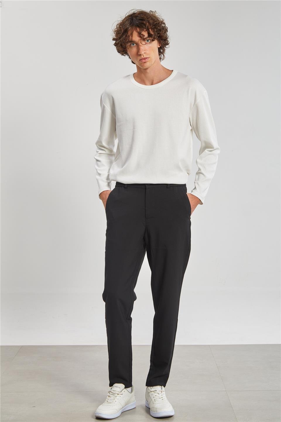 Beli Lastikli Jogger Erkek Pantolon - Siyah