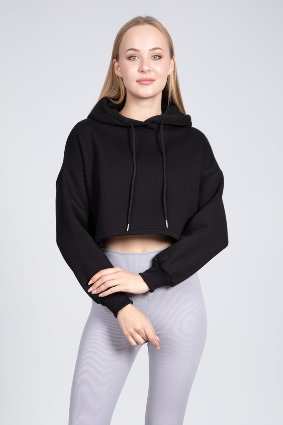 Bisiklet yaka basıc sweatshirt-DVN0505 Siyah