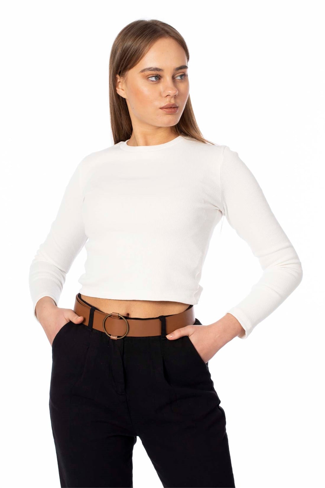 Bisiklet Yaka Body-Ekru