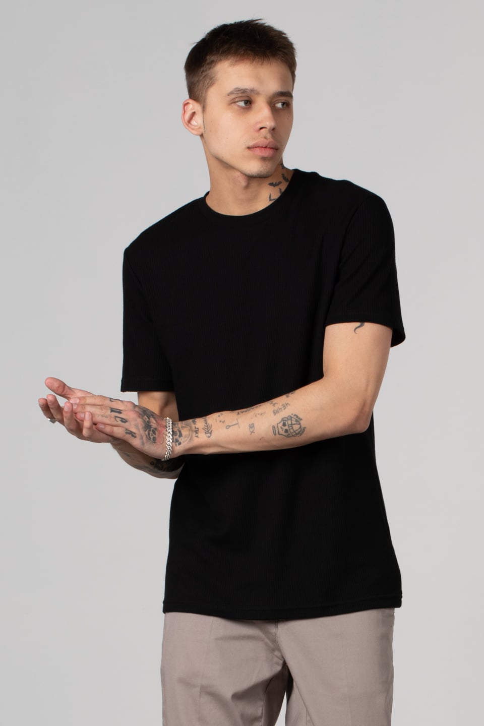 Bisiklet yaka interlok t-shirt-2407 Siyah