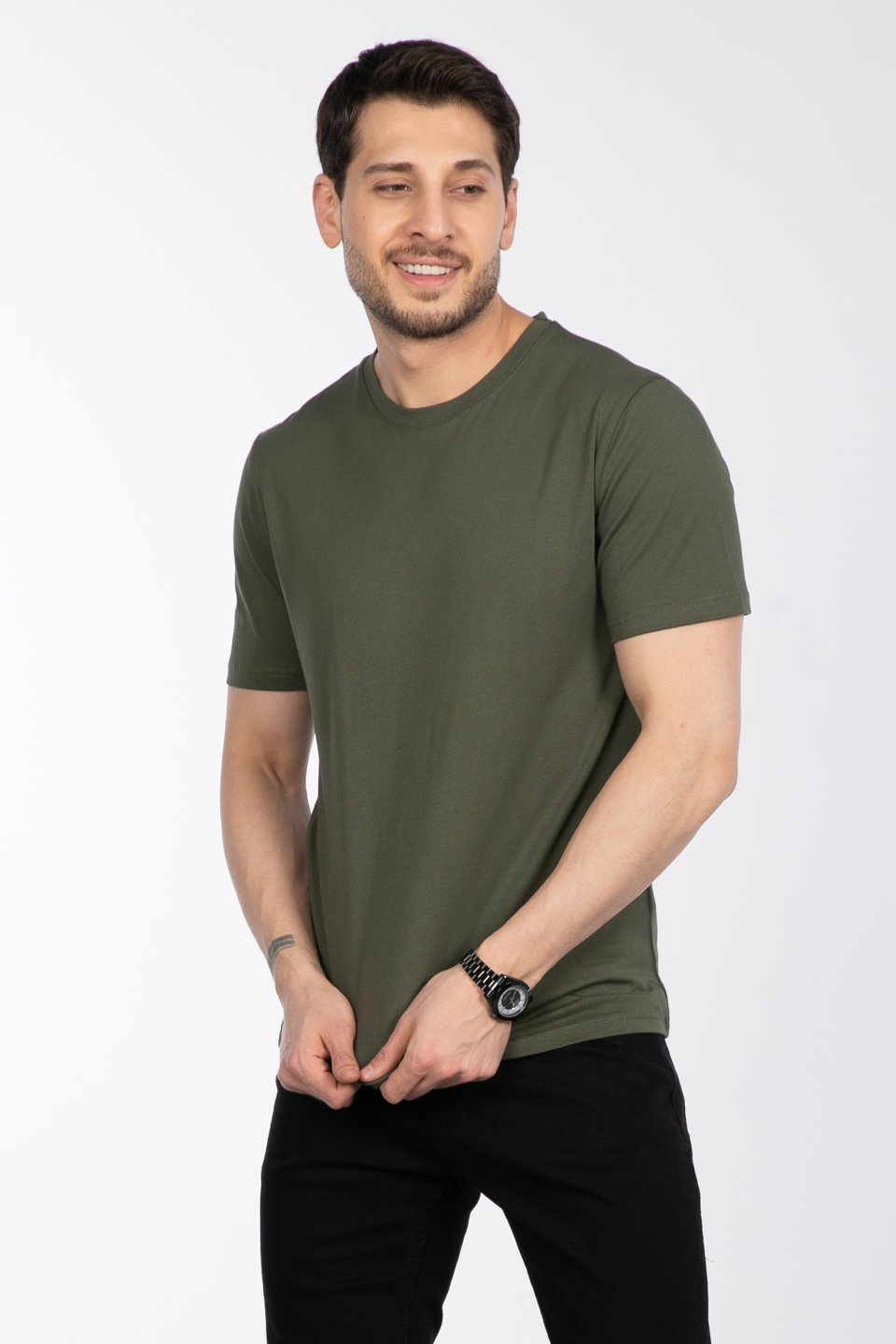 Bisiklet Yaka Regular Fit T-Shirt - Haki