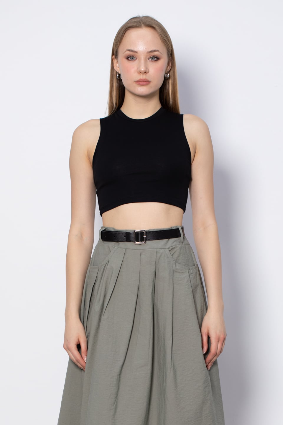 Bisiklet yaka sıfır kol body-3501 Siyah