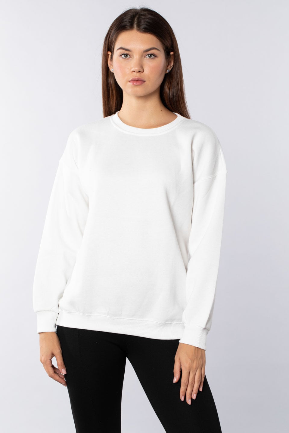 Bisiklet Yaka Sweatshirt-Ekru