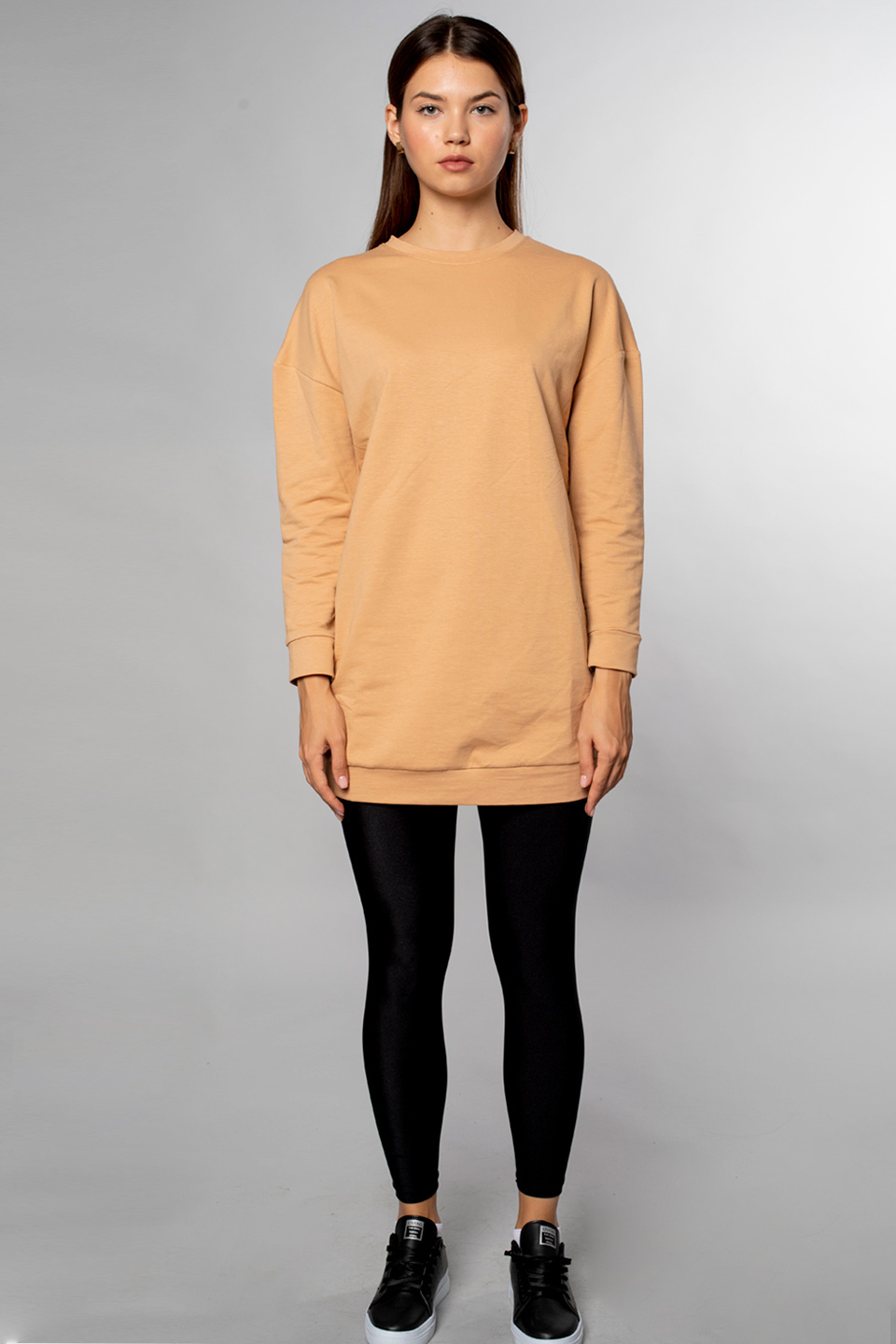Bisiklet Yaka Tunik Sweatshirt-Bisküvi