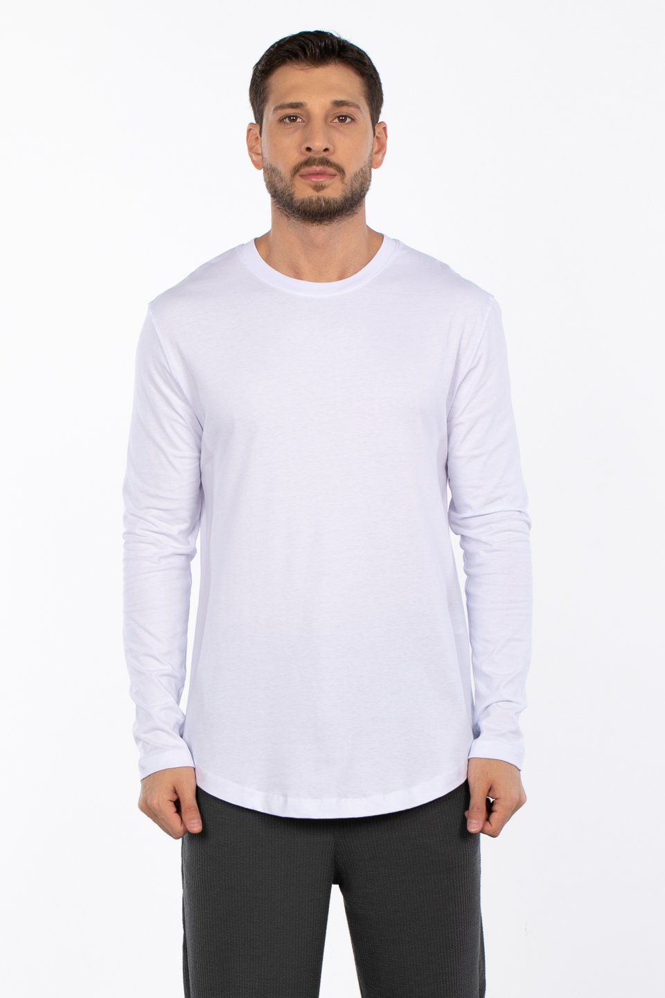 Bisiklet yaka uzun kol t-shirt COOL LINE-1136 Beyaz