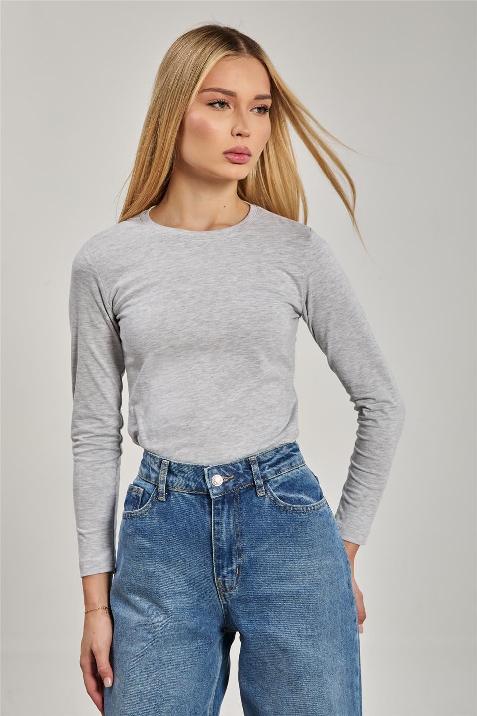 Bisiklet yaka uzun kollu body-150 Kar Melanj