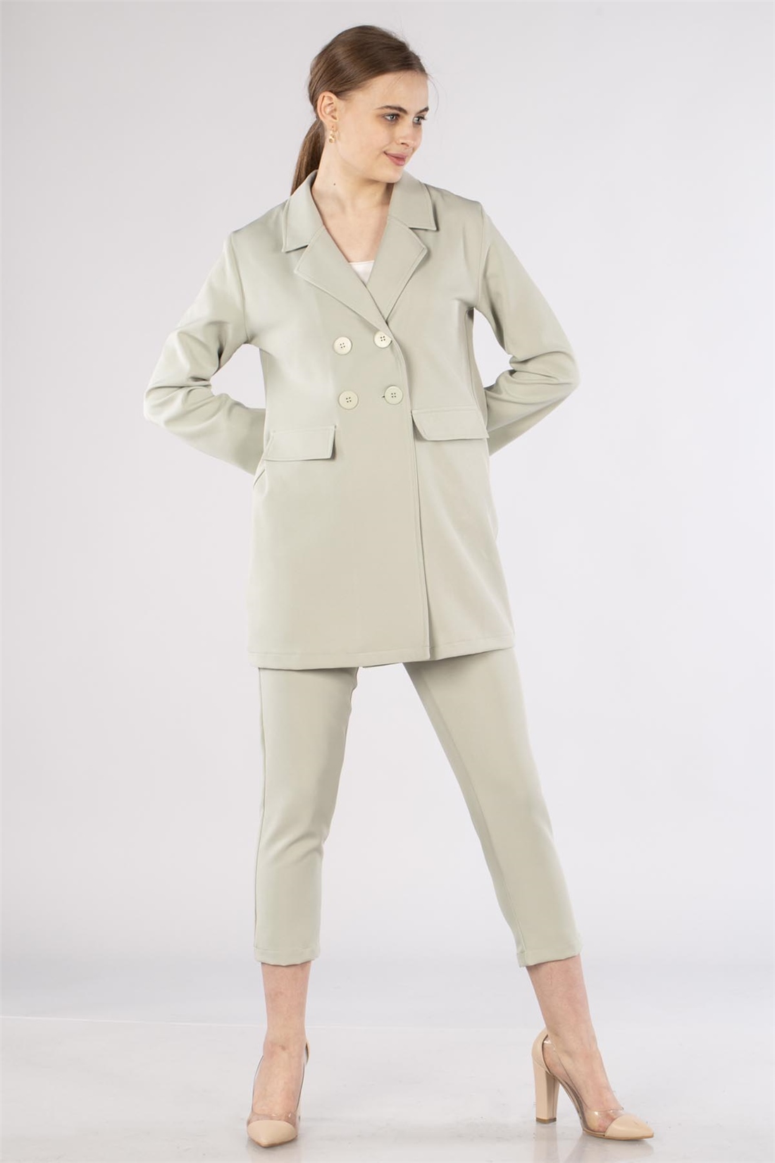 Blazer Ceketli Takım-Mint
