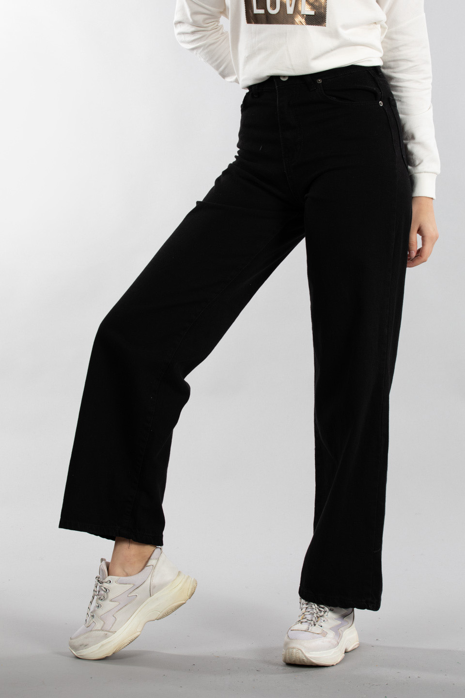Bol paça jean pantolon-3061 Siyah