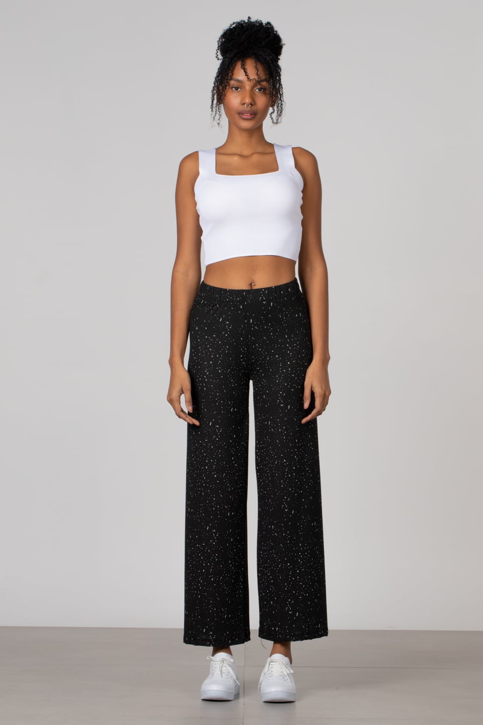 Bol paça kaşkorse pantolon-5898 Taş Desen